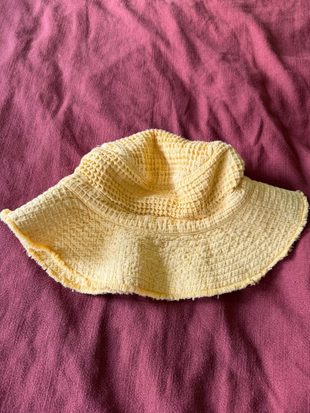 DONNI. Yellow Floppy Bucket Adjustable Hat Cotton Waffle